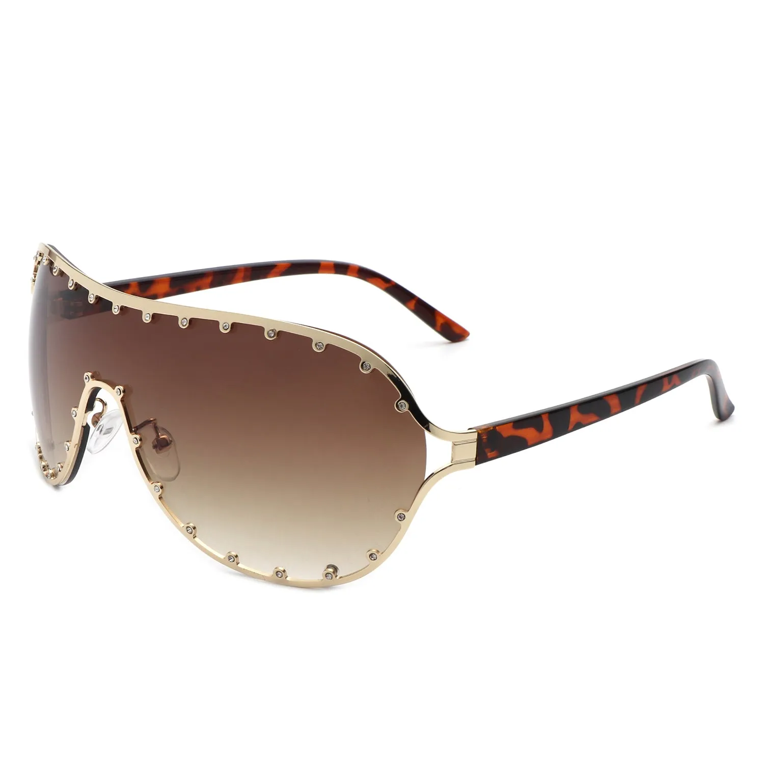 Evanesce - Oversized Aviator Rhinestone Design Women's Sunglasses