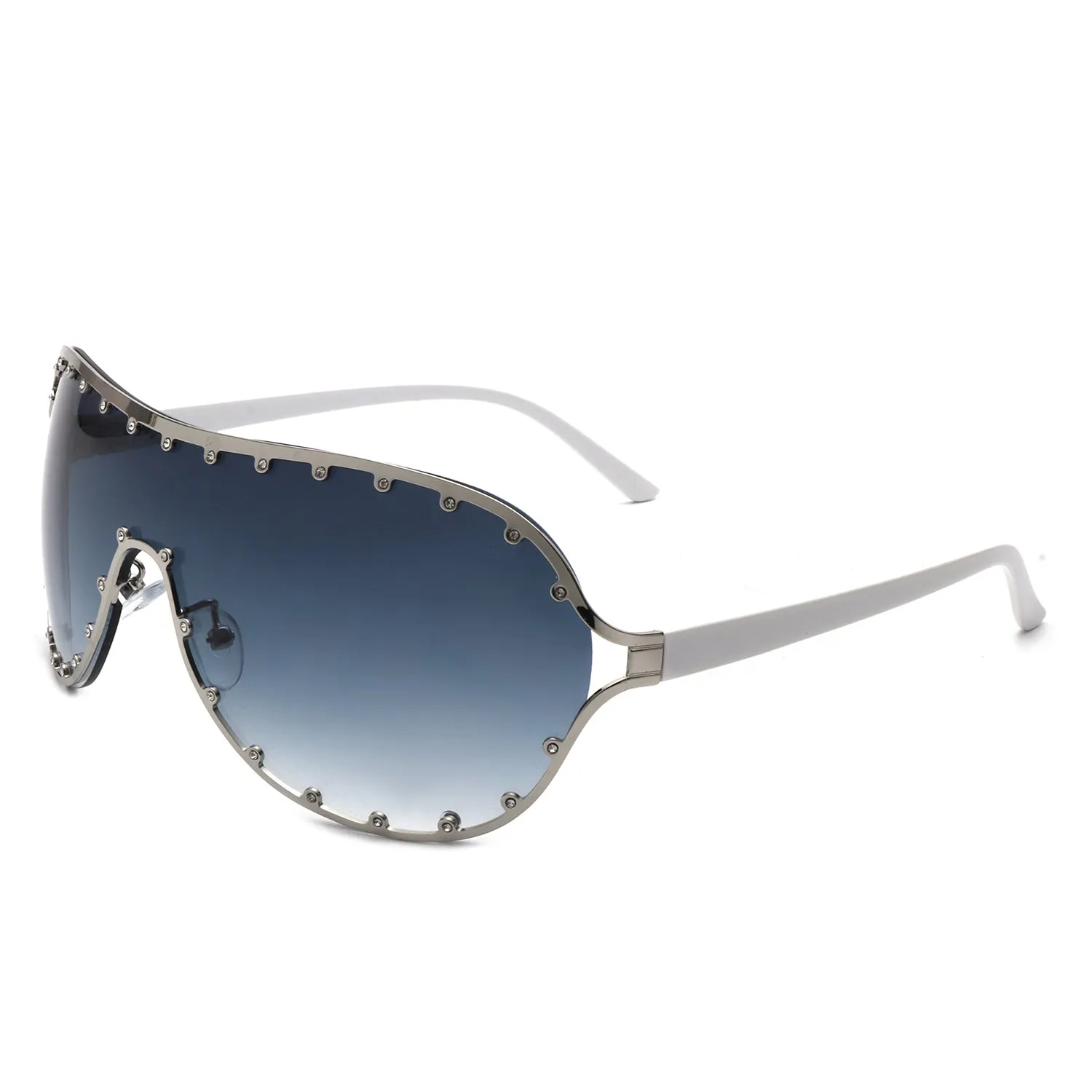 Evanesce - Oversized Aviator Rhinestone Design Women's Sunglasses