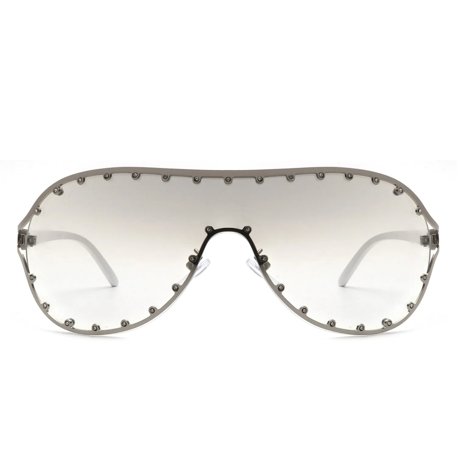 Evanesce - Oversized Aviator Rhinestone Design Women's Sunglasses