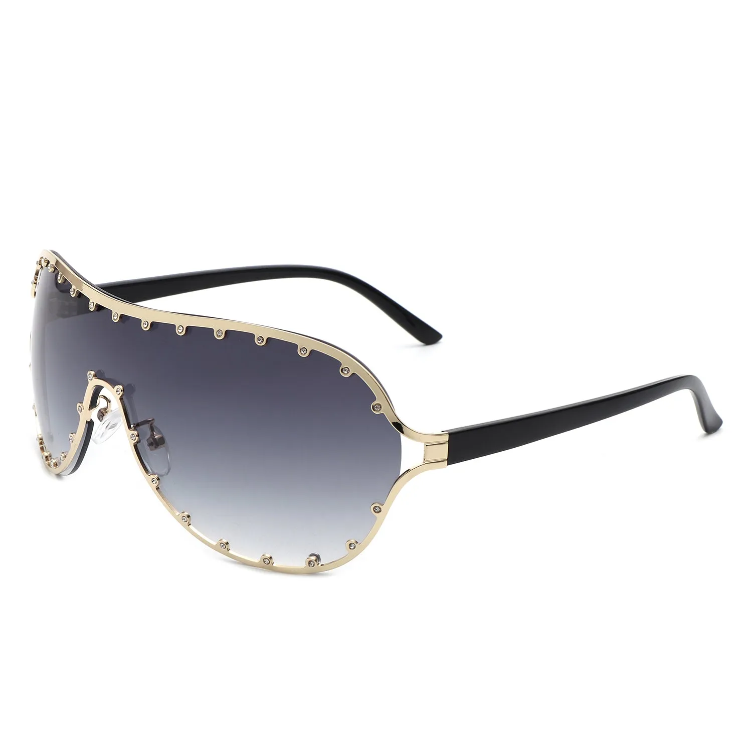 Evanesce - Oversized Aviator Rhinestone Design Women's Sunglasses