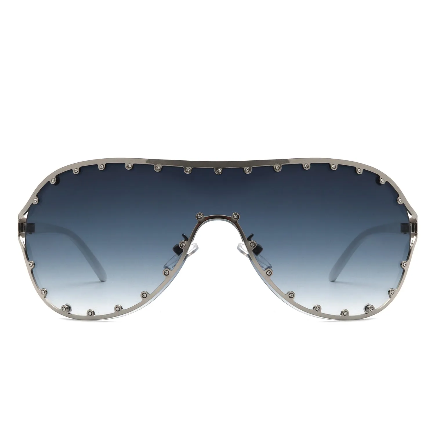 Evanesce - Oversized Aviator Rhinestone Design Women's Sunglasses