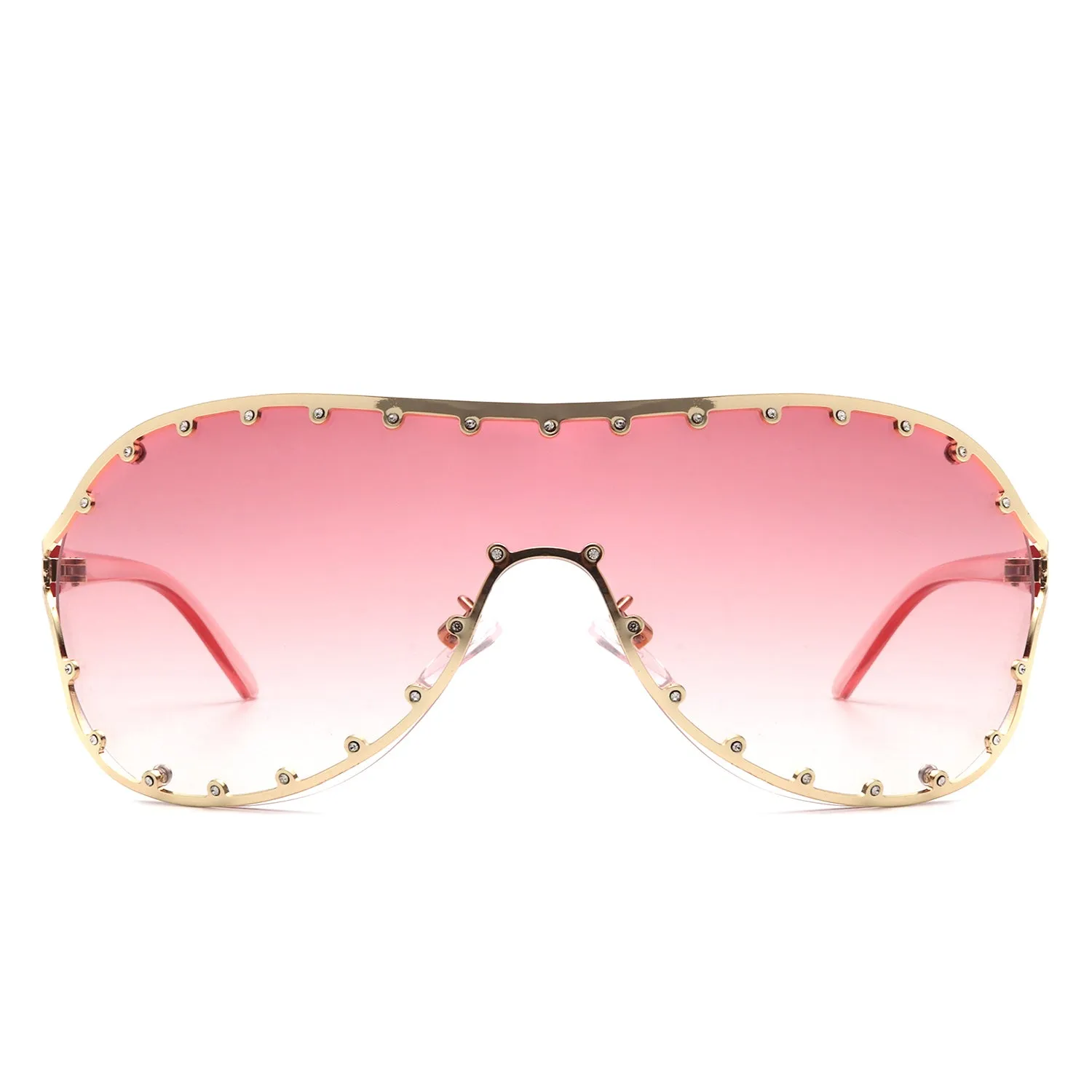 Evanesce - Oversized Aviator Rhinestone Design Women's Sunglasses