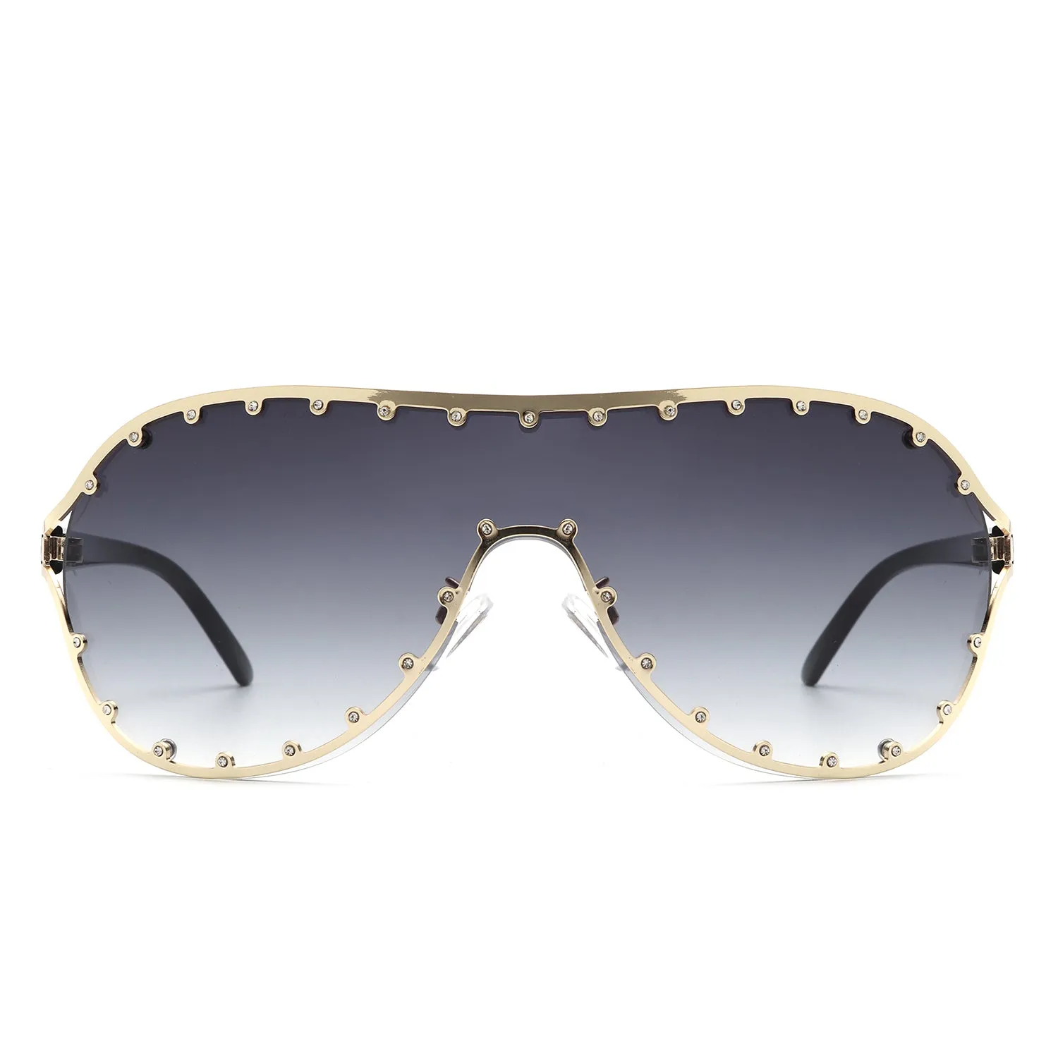 Evanesce - Oversized Aviator Rhinestone Design Women's Sunglasses