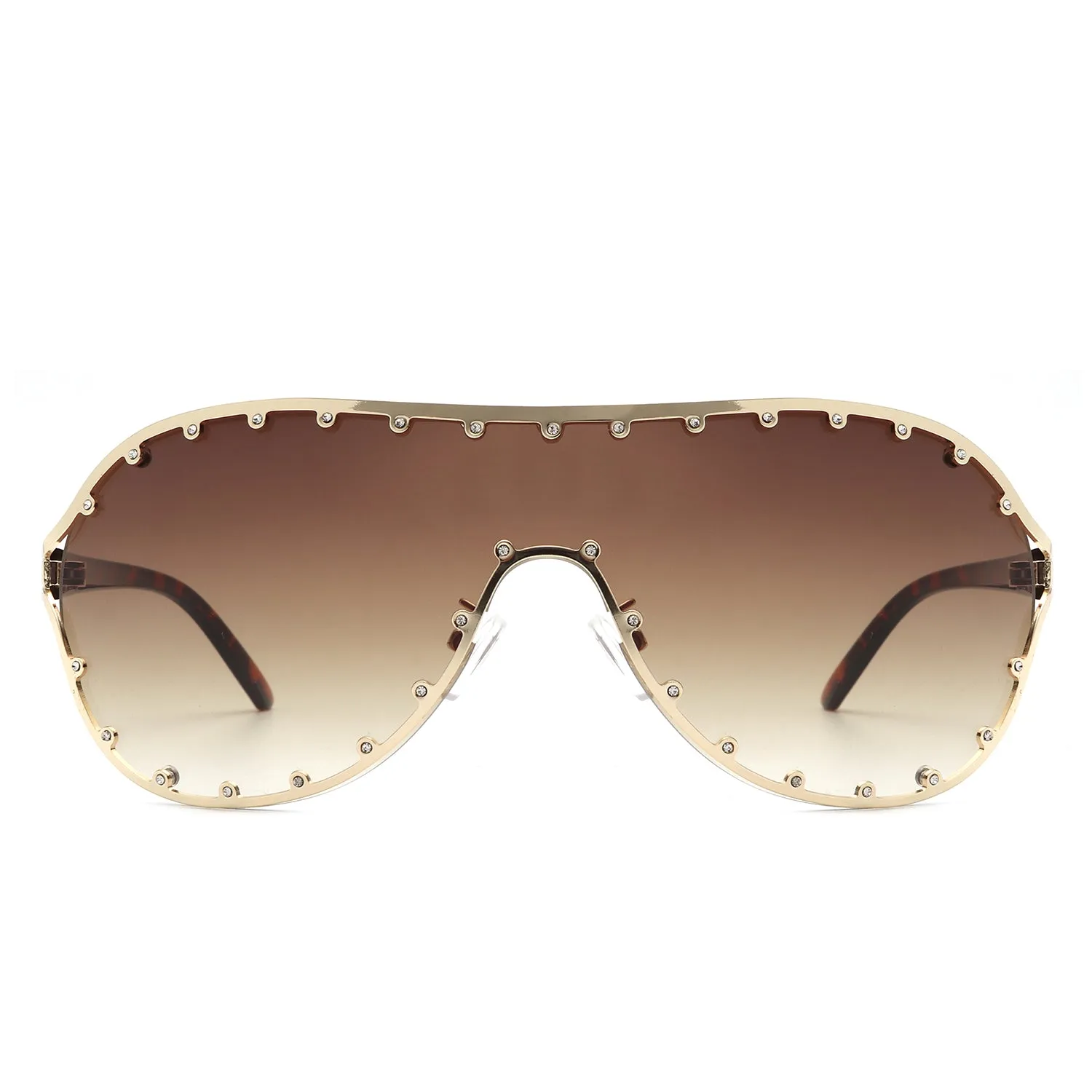 Evanesce - Oversized Aviator Rhinestone Design Women's Sunglasses