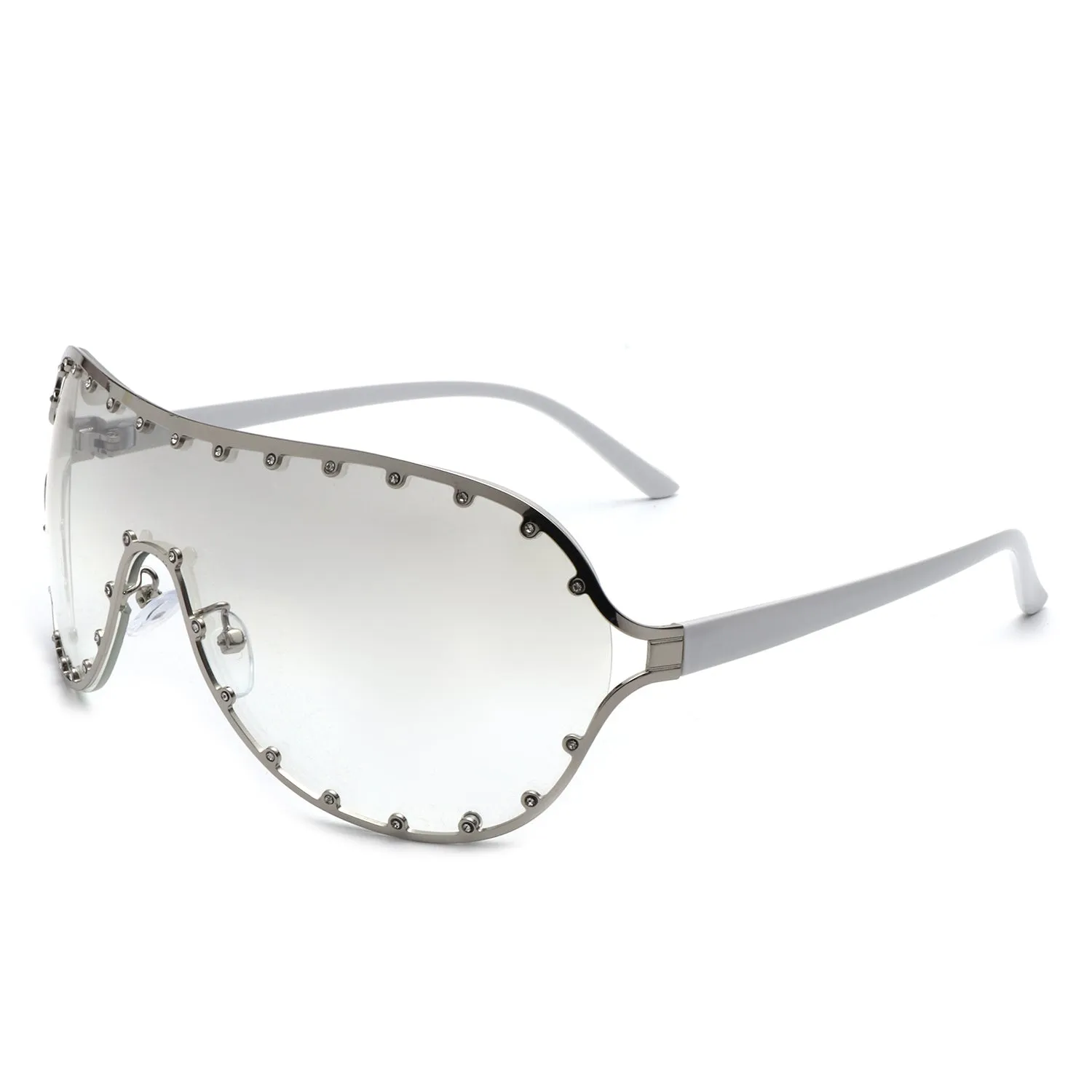 Evanesce - Oversized Aviator Rhinestone Design Women's Sunglasses