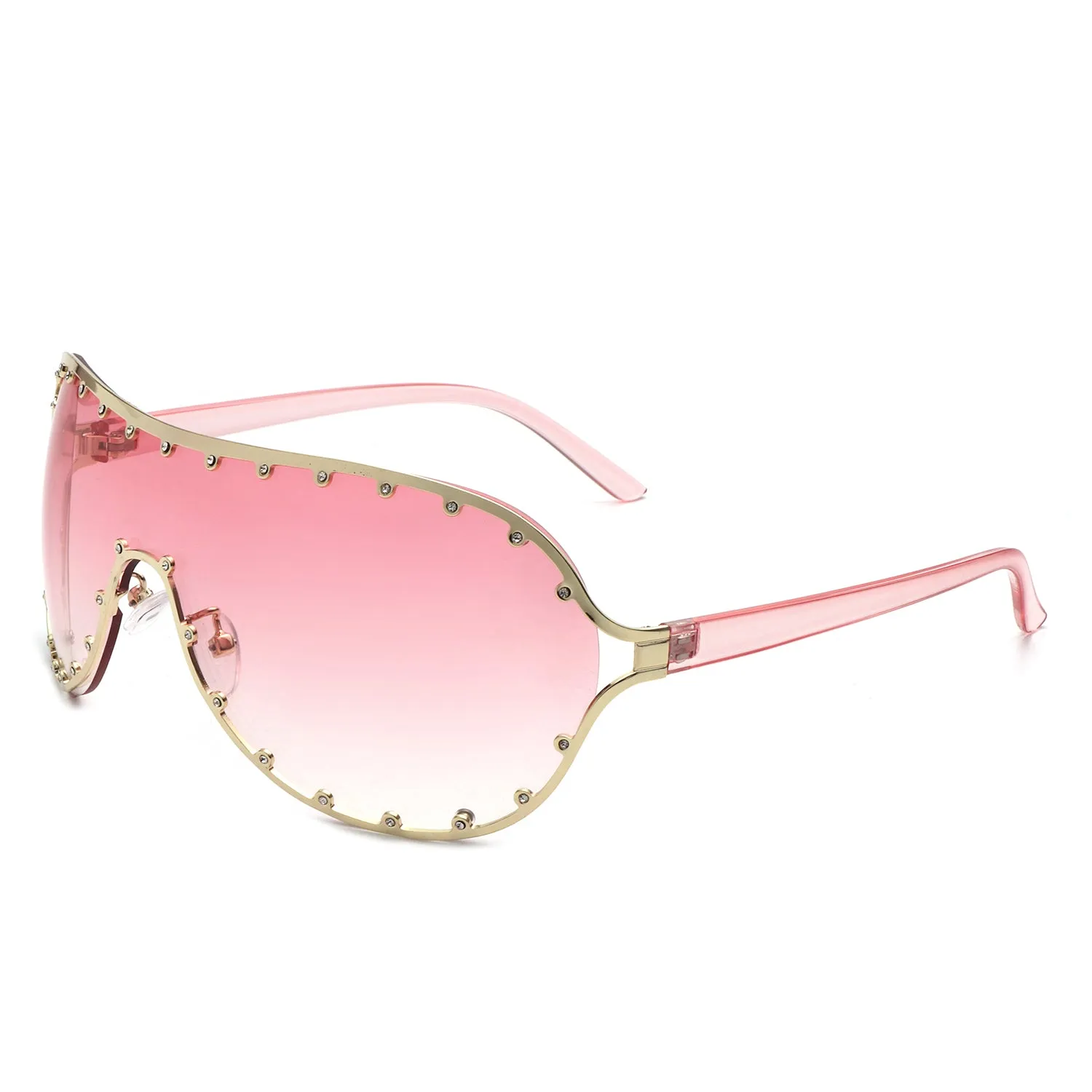 Evanesce - Oversized Aviator Rhinestone Design Women's Sunglasses