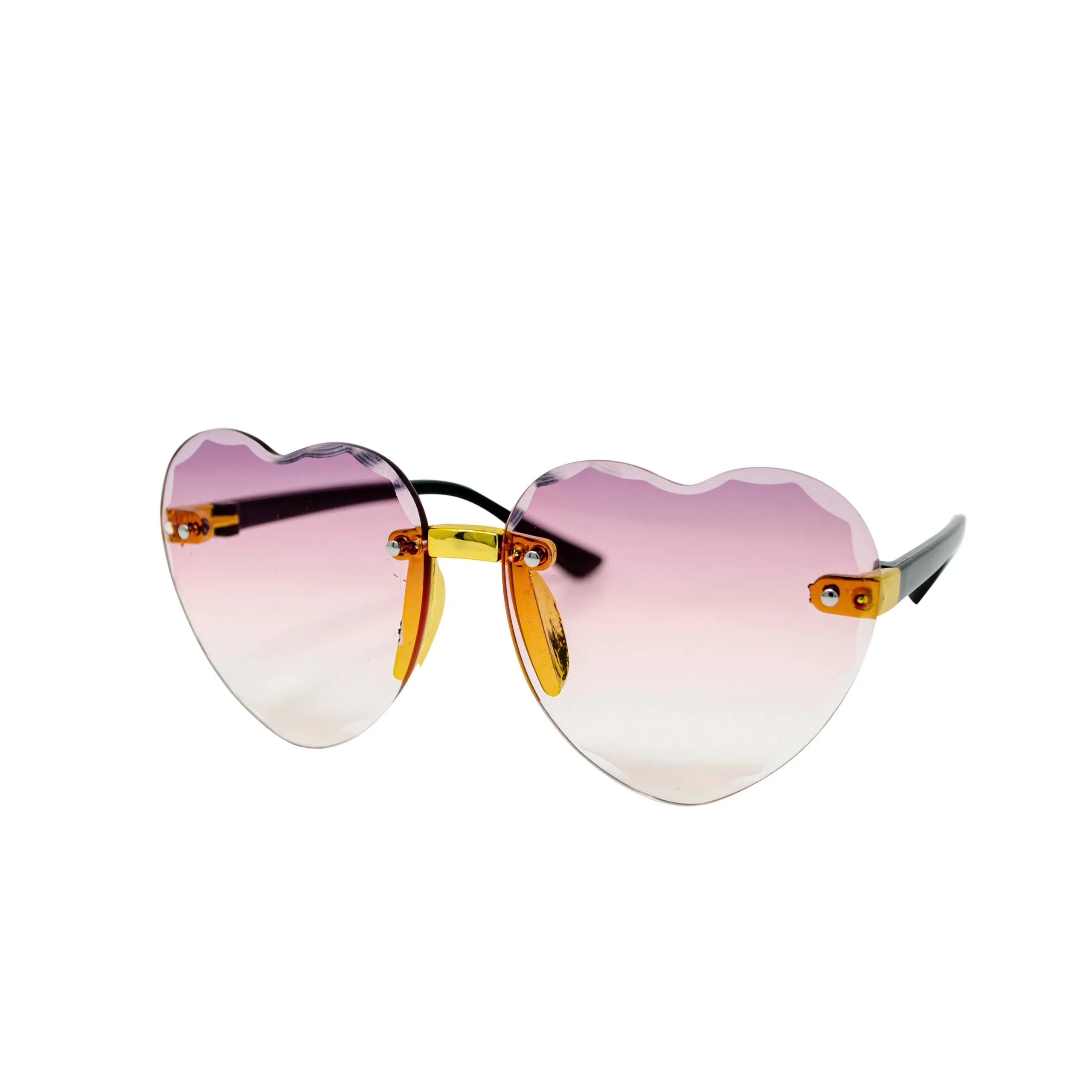 Frameless Heart Sunglasses: Blue/Pink