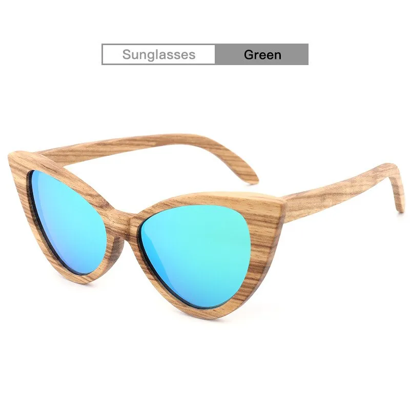 Hdcrafter Women's Full Rim Wood Cat Eye Frame Polarized Sunglasses