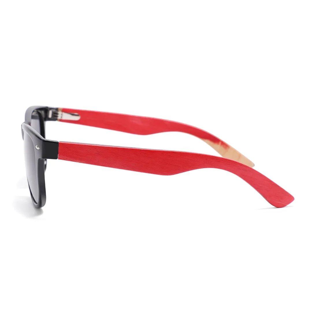 Hybrid Black Wanderer Sunglasses with Bluntslide Red Skatedeck Temple by WUDN