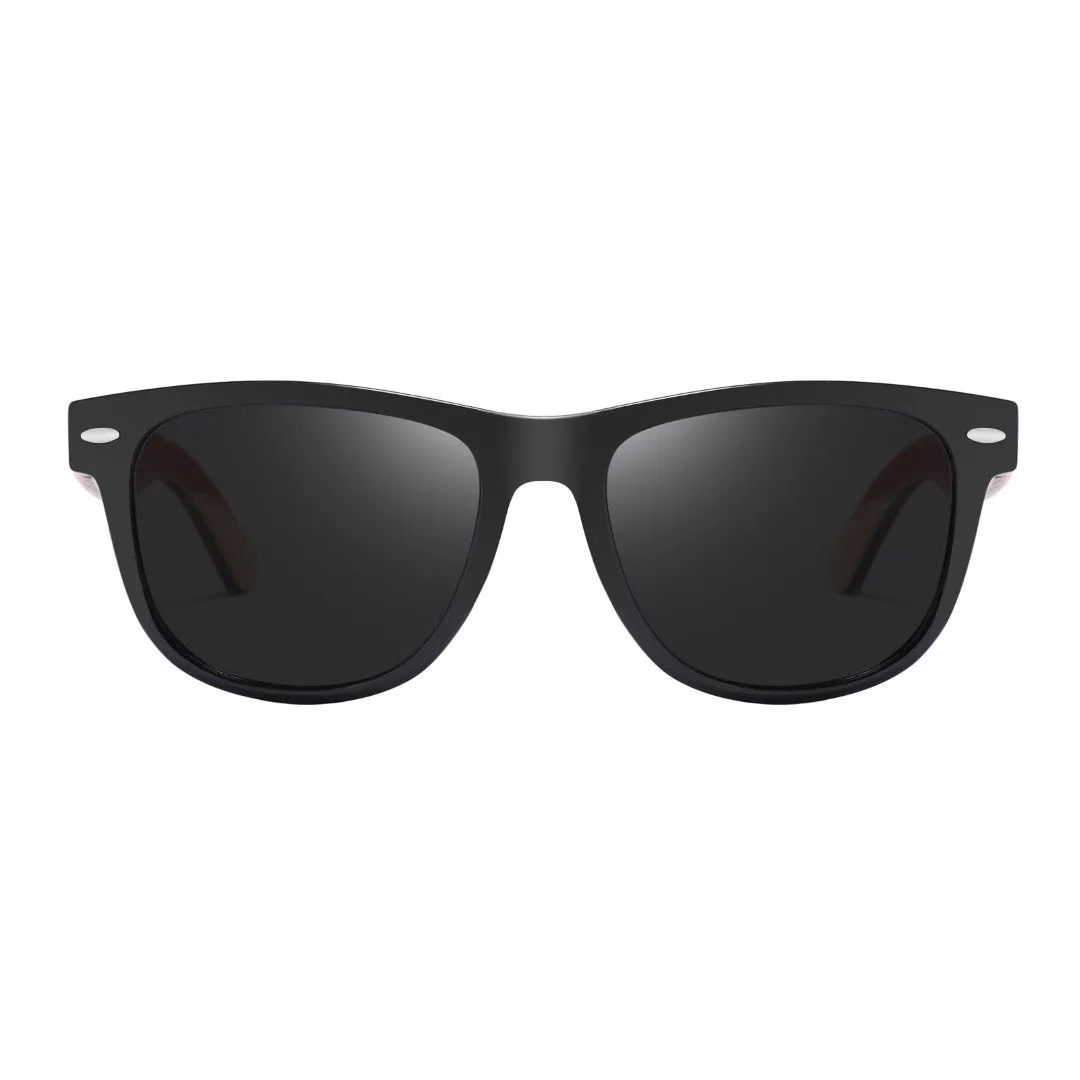 Hybrid Black Wanderer Sunglasses with Bluntslide Red Skatedeck Temple by WUDN