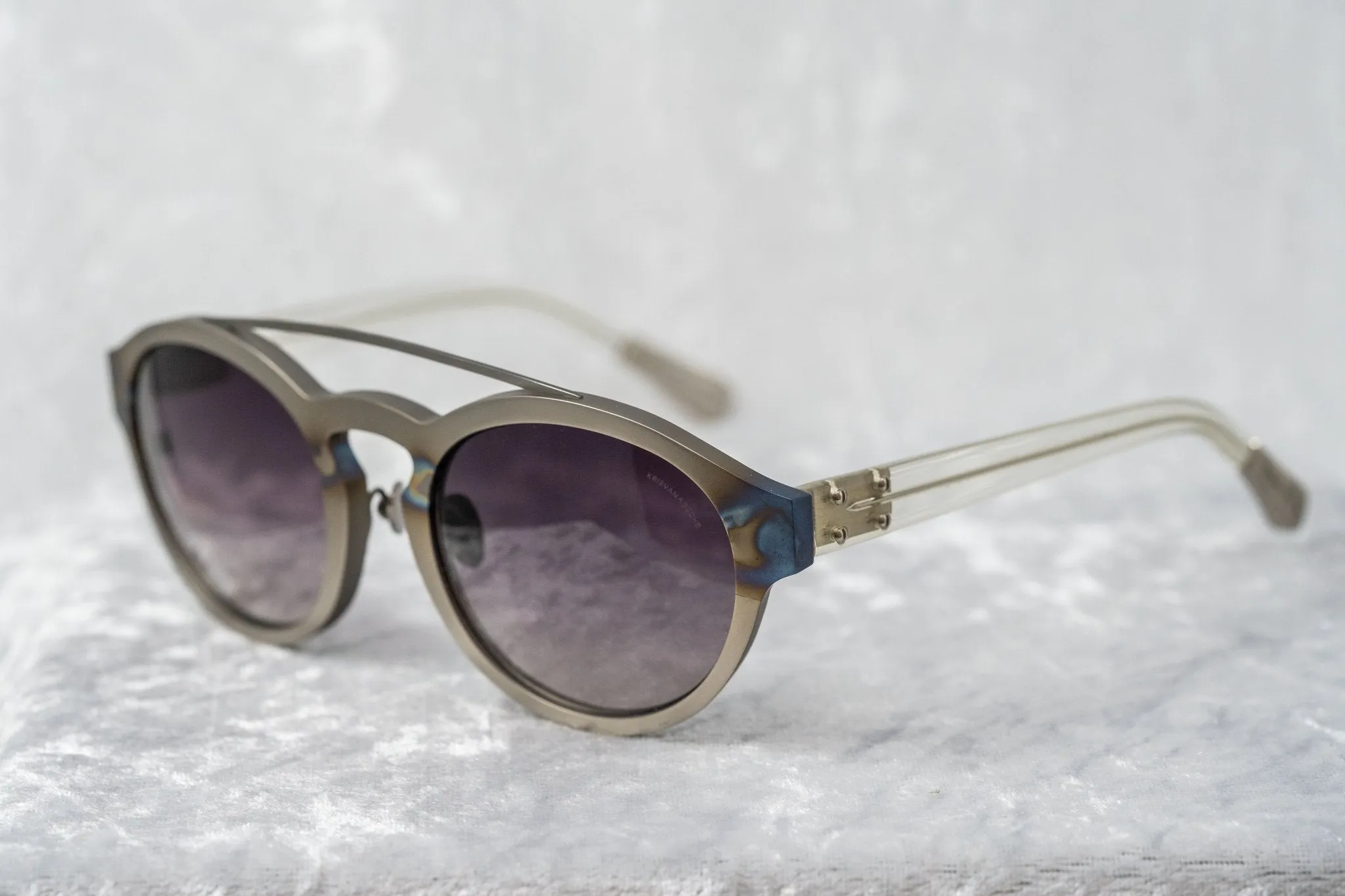 Kris Van Assche Sunglasses Round Burnt Silver and Grey