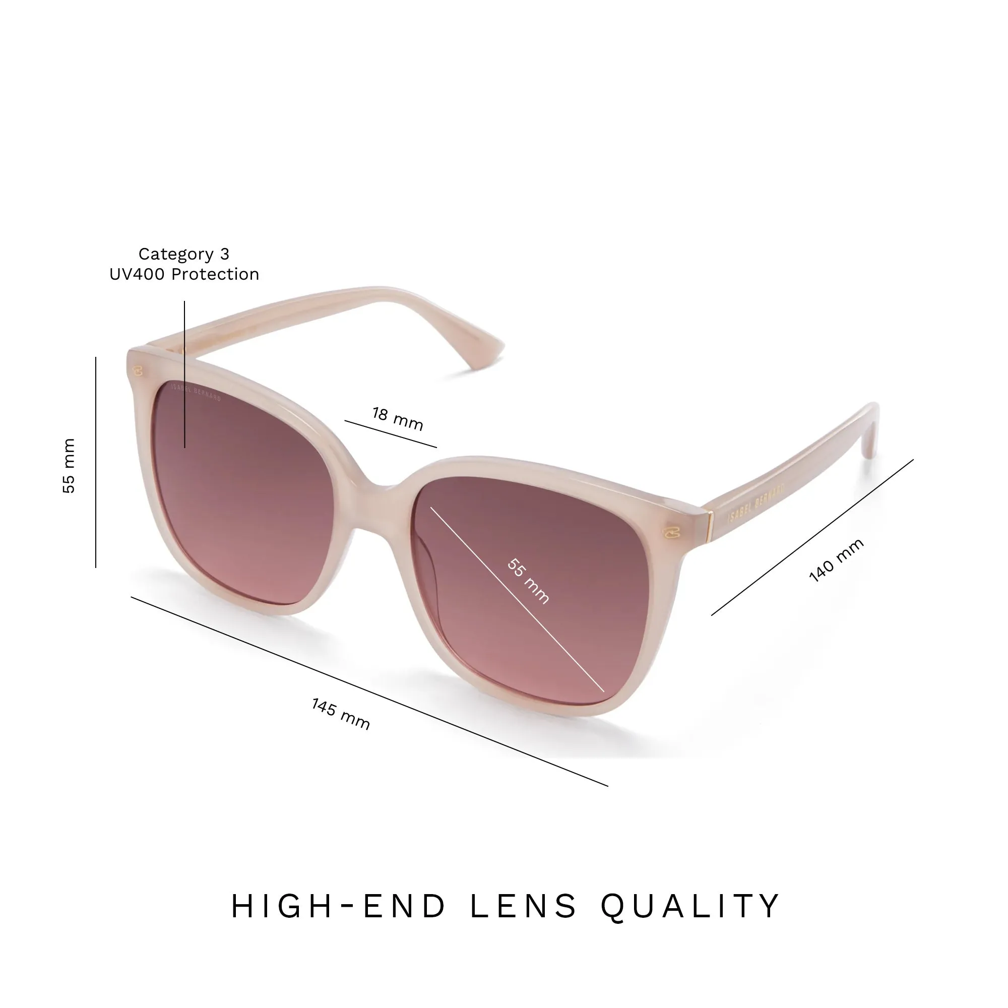 La Villette Raison soft pink square sunglasses with pink lenses