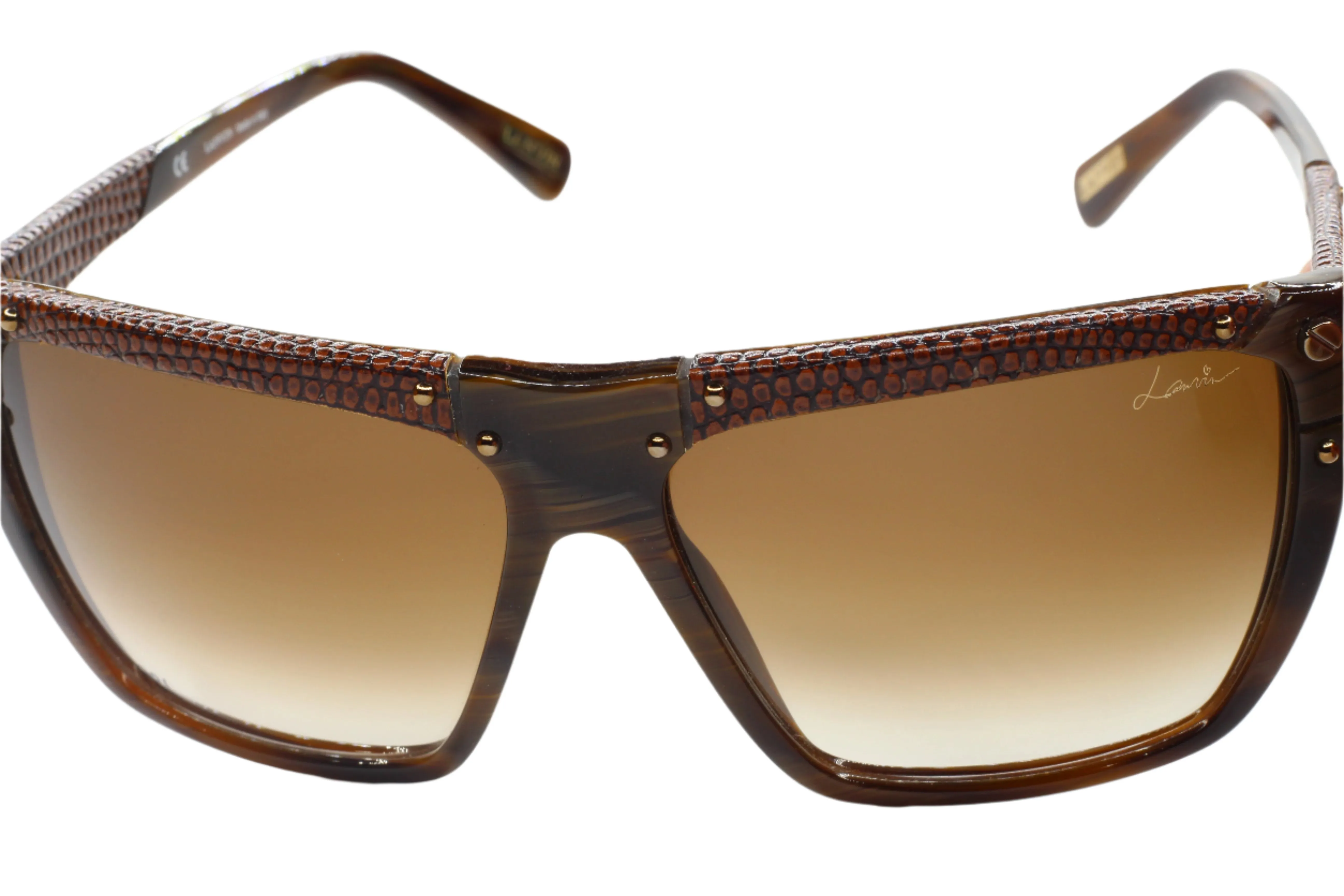 Lanvin SLN501 0G62 Brown Horn Gradient Luxury Italy Sunglasses