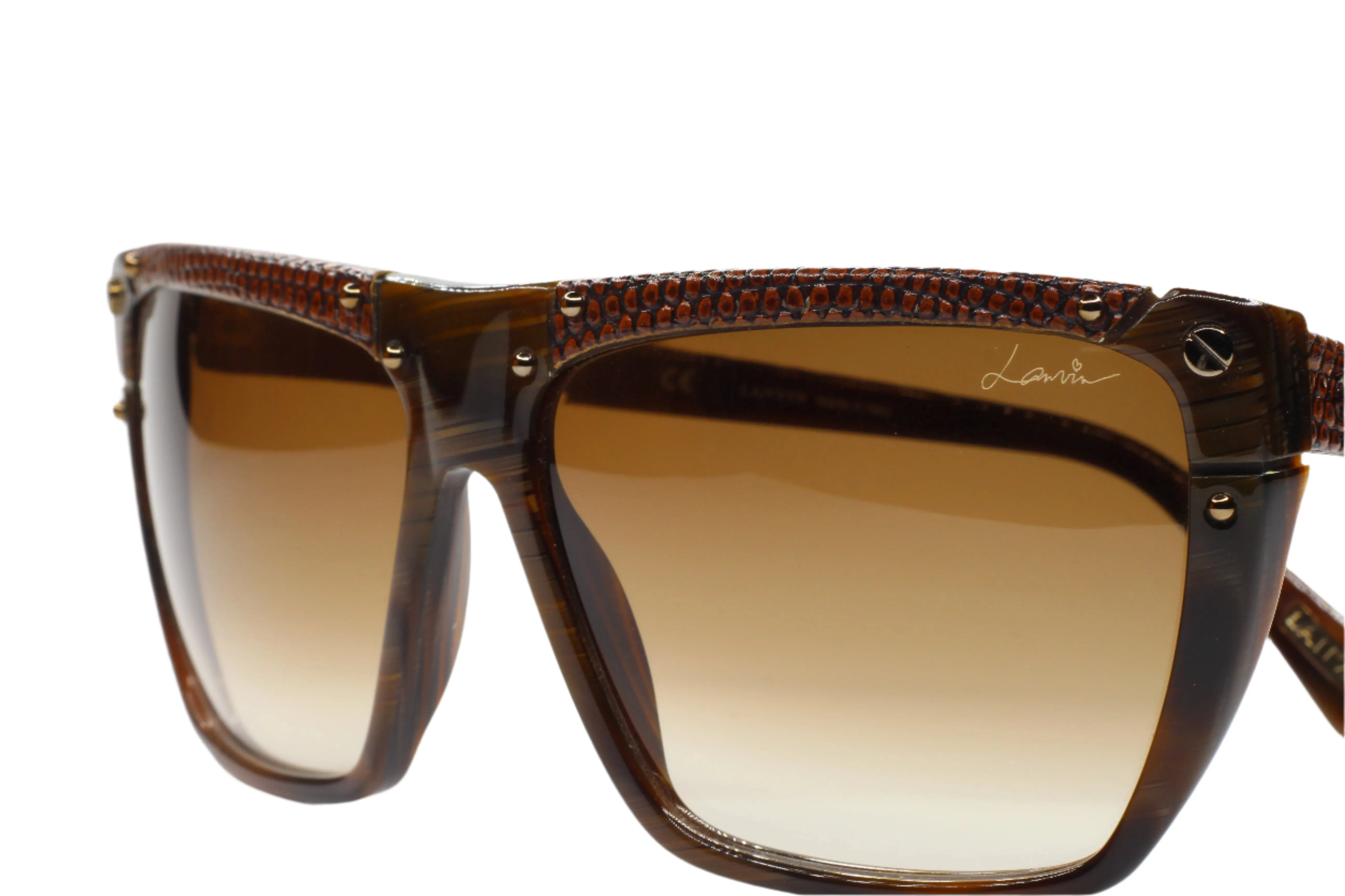 Lanvin SLN501 0G62 Brown Horn Gradient Luxury Italy Sunglasses