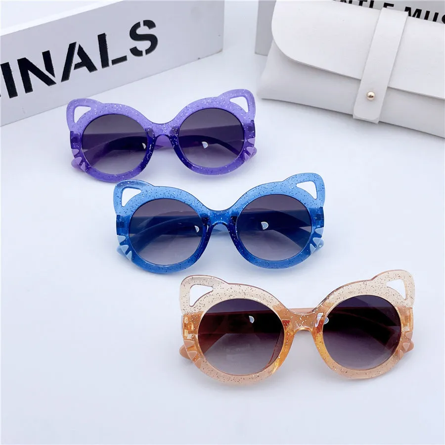 New Starlight Children's Sunglasses Colorful Sunglasses Anti-UV Glasses Cute Cartoon Cat Princess Children's Mirrors