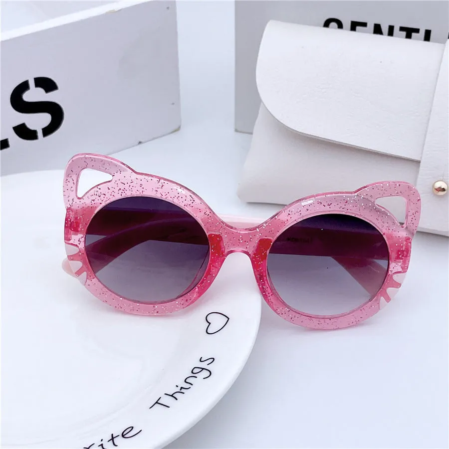 New Starlight Children's Sunglasses Colorful Sunglasses Anti-UV Glasses Cute Cartoon Cat Princess Children's Mirrors