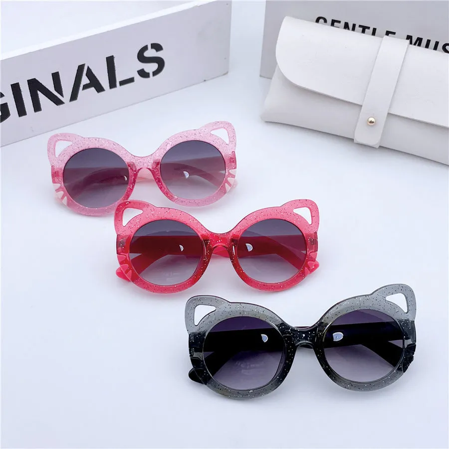 New Starlight Children's Sunglasses Colorful Sunglasses Anti-UV Glasses Cute Cartoon Cat Princess Children's Mirrors