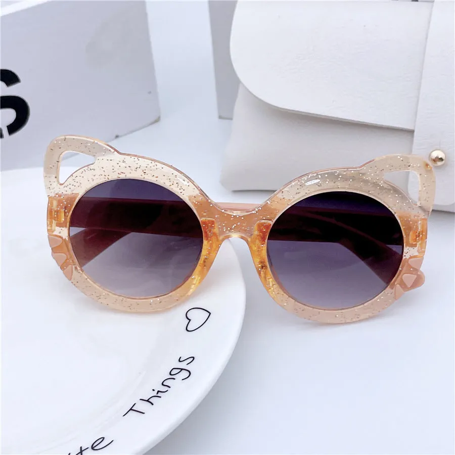 New Starlight Children's Sunglasses Colorful Sunglasses Anti-UV Glasses Cute Cartoon Cat Princess Children's Mirrors