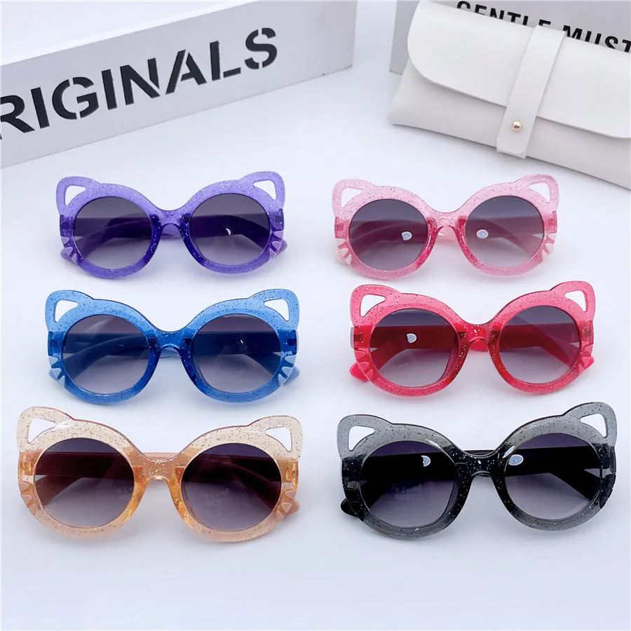 New Starlight Children's Sunglasses Colorful Sunglasses Anti-UV Glasses Cute Cartoon Cat Princess Children's Mirrors