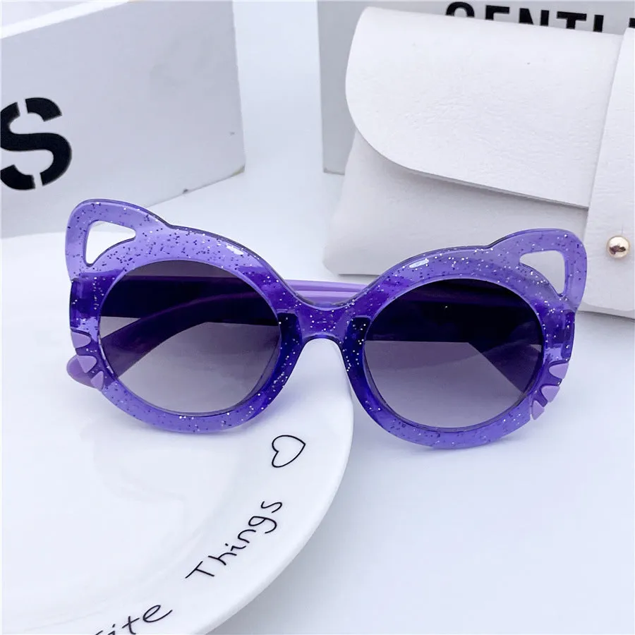 New Starlight Children's Sunglasses Colorful Sunglasses Anti-UV Glasses Cute Cartoon Cat Princess Children's Mirrors