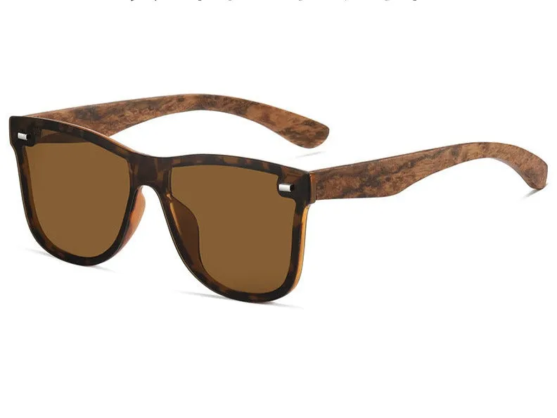 New Trendy Polarized Sunglasses Bamboo Wooden Temples Women's Sunglasses Wooden Glasses One-piece Sunglasses