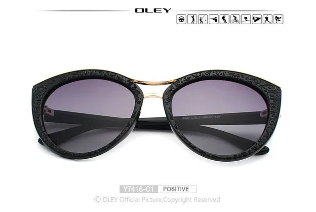 Oley Cat Eye Sunglasses Women Brand Designer Polarized Y7416