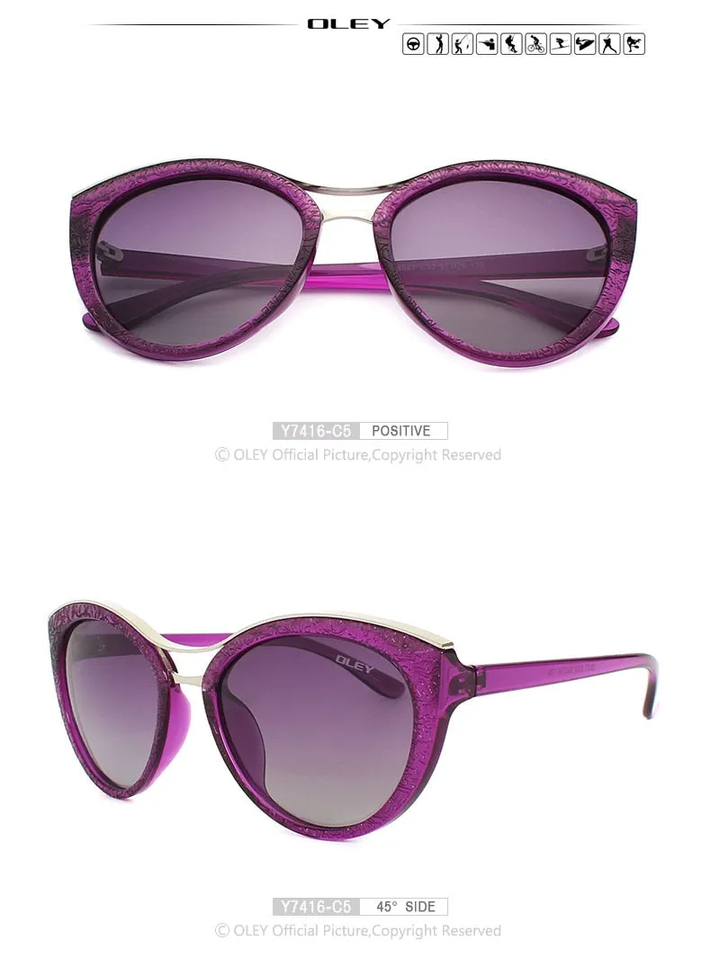 Oley Cat Eye Sunglasses Women Brand Designer Polarized Y7416