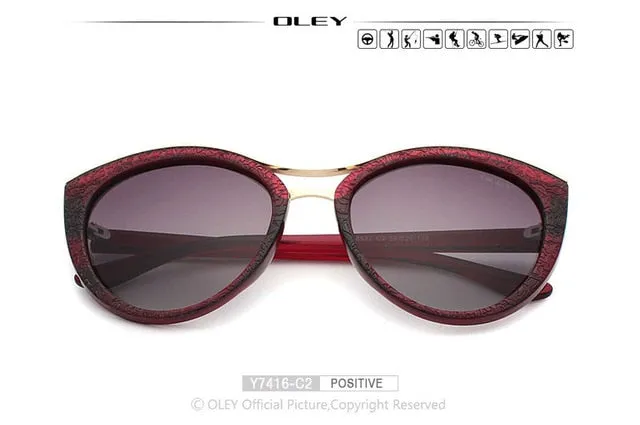 Oley Cat Eye Sunglasses Women Brand Designer Polarized Y7416