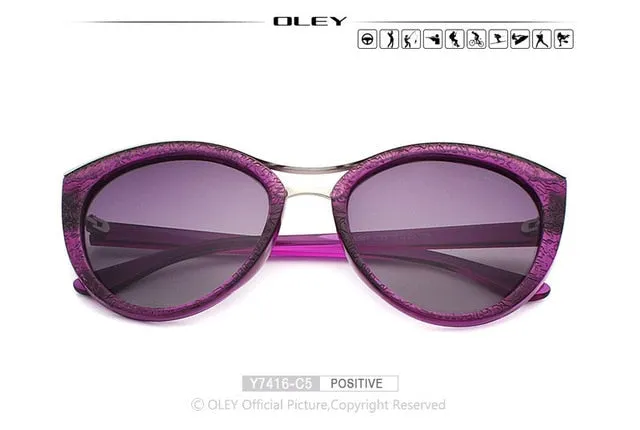 Oley Cat Eye Sunglasses Women Brand Designer Polarized Y7416