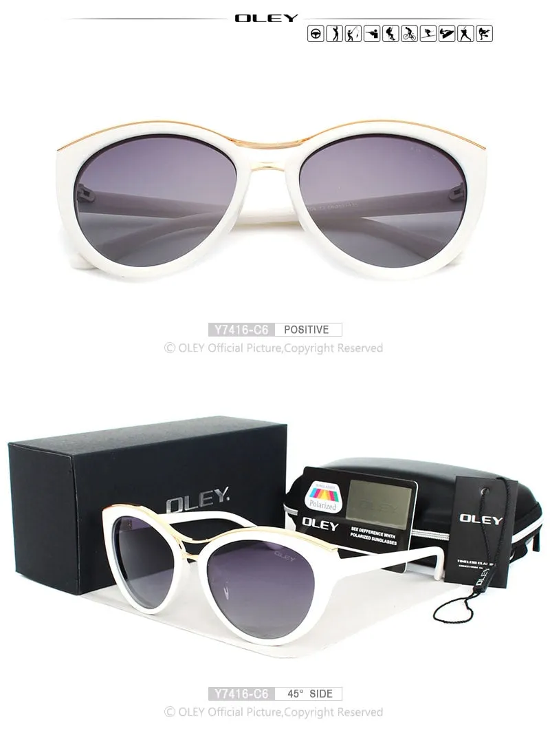 Oley Cat Eye Sunglasses Women Brand Designer Polarized Y7416