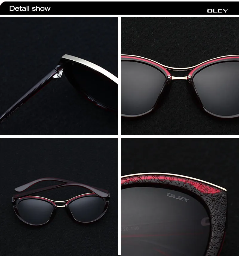 Oley Cat Eye Sunglasses Women Brand Designer Polarized Y7416