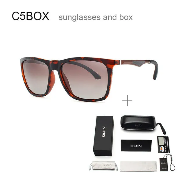 Oley Classic Aluminum Magnesium Tr90 Polarized Sunglasses Men Black Hd Color Film Anti-Uv Ya425