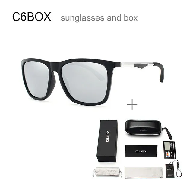 Oley Classic Aluminum Magnesium Tr90 Polarized Sunglasses Men Black Hd Color Film Anti-Uv Ya425