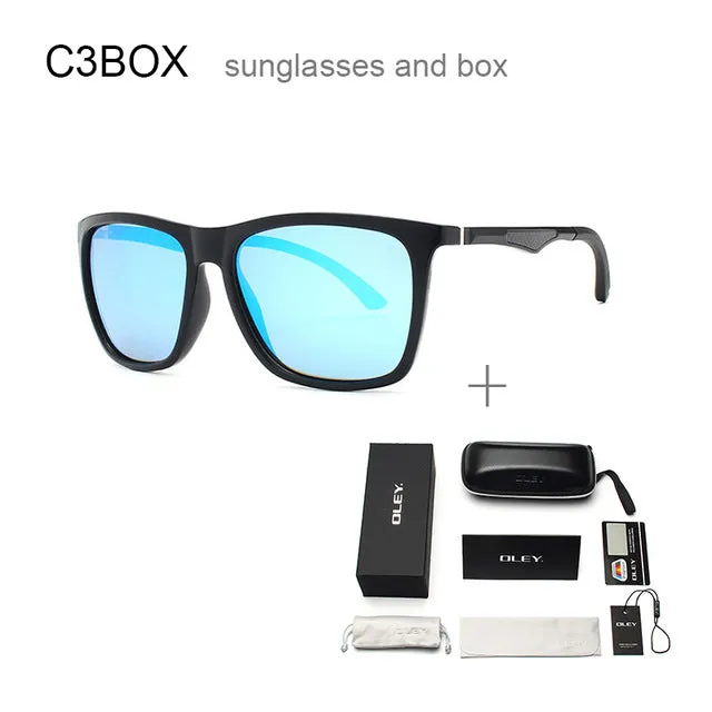 Oley Classic Aluminum Magnesium Tr90 Polarized Sunglasses Men Black Hd Color Film Anti-Uv Ya425