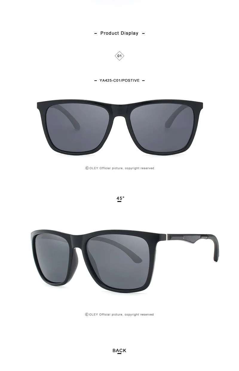 Oley Classic Aluminum Magnesium Tr90 Polarized Sunglasses Men Black Hd Color Film Anti-Uv Ya425