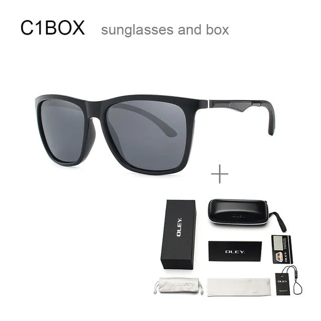 Oley Classic Aluminum Magnesium Tr90 Polarized Sunglasses Men Black Hd Color Film Anti-Uv Ya425