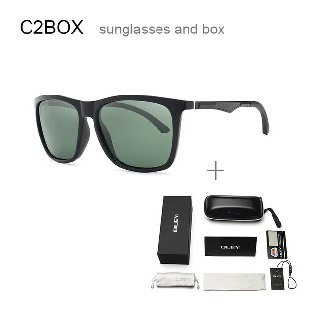 Oley Classic Aluminum Magnesium Tr90 Polarized Sunglasses Men Black Hd Color Film Anti-Uv Ya425