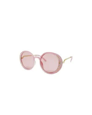 Pink Round Crystal Sunglasses