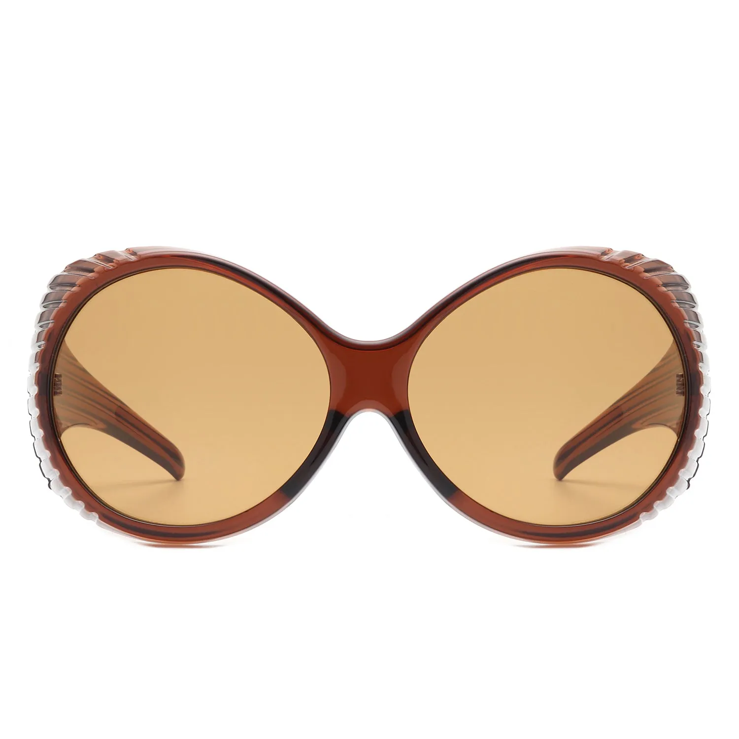 Radiant - Oversized Round Wrap-Around Fashion Women's Sunglasses