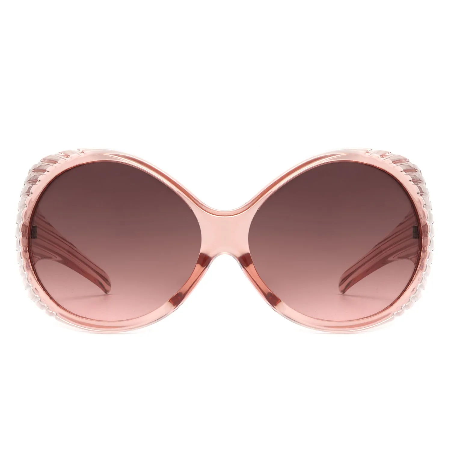 Radiant - Oversized Round Wrap-Around Fashion Women's Sunglasses