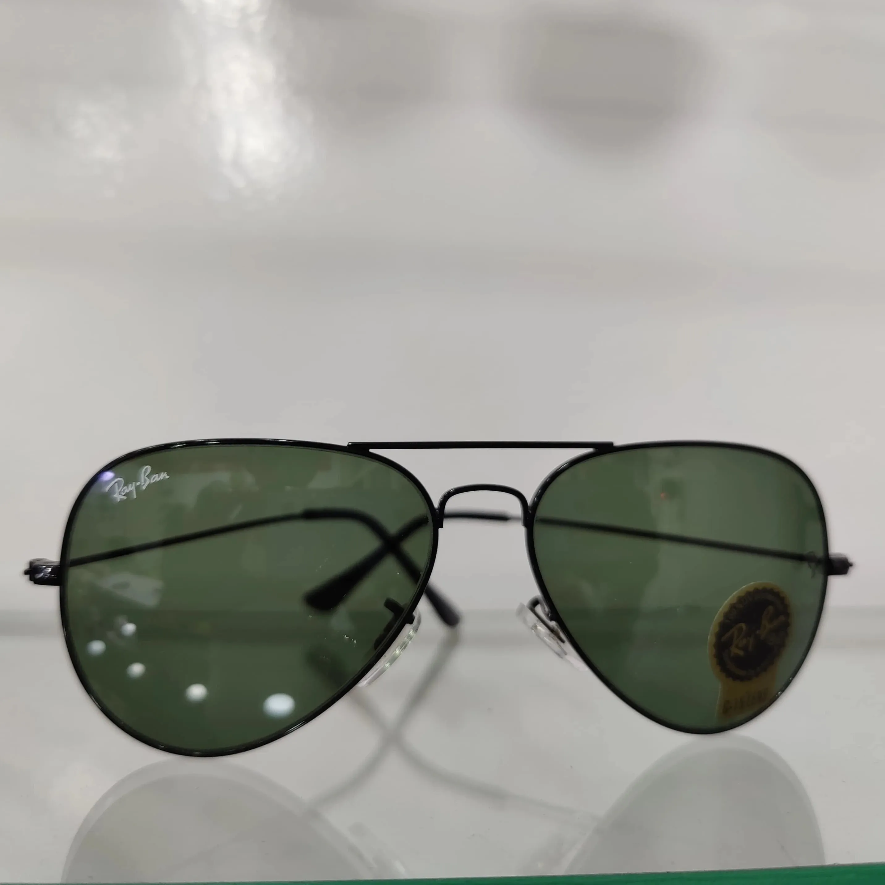 Ray-Ban Rimmed Classic Aviators GunMetal Frame With Green Lens