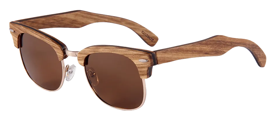 Real Zebra 1/2 Wood Vintage Browline RetroShade Sunglasses by WUDN