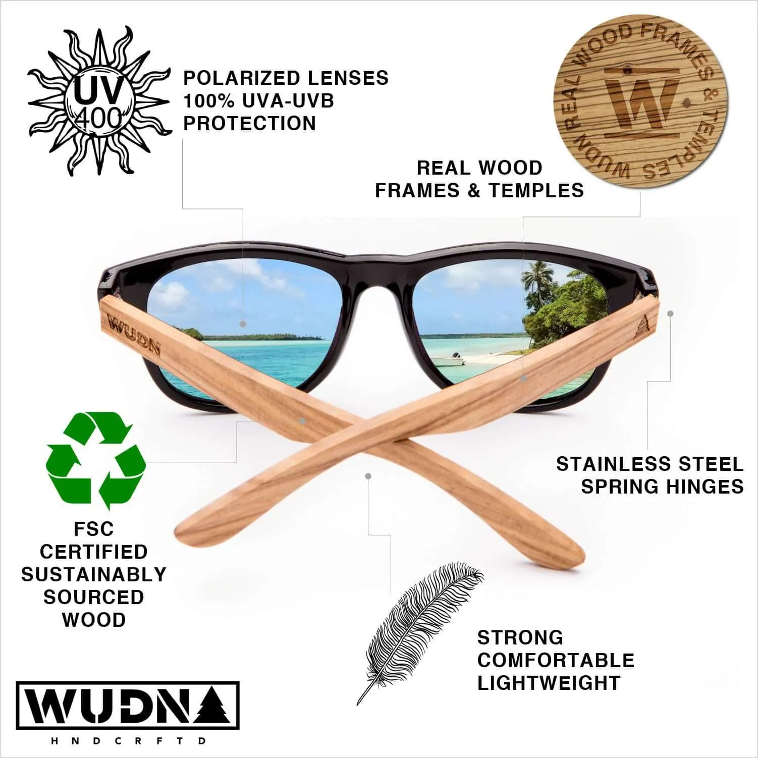 Real Zebra Wood Wanderer Sunglasses by WUDN