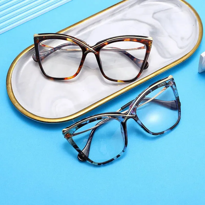 Retro Blue Light Protection Metal Frame Cat Eye Sunglasses