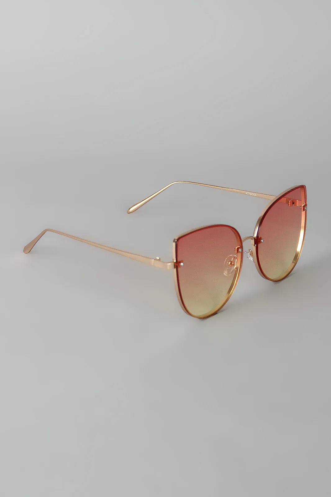 Rimless Ombre Cat Eye Sunglasses