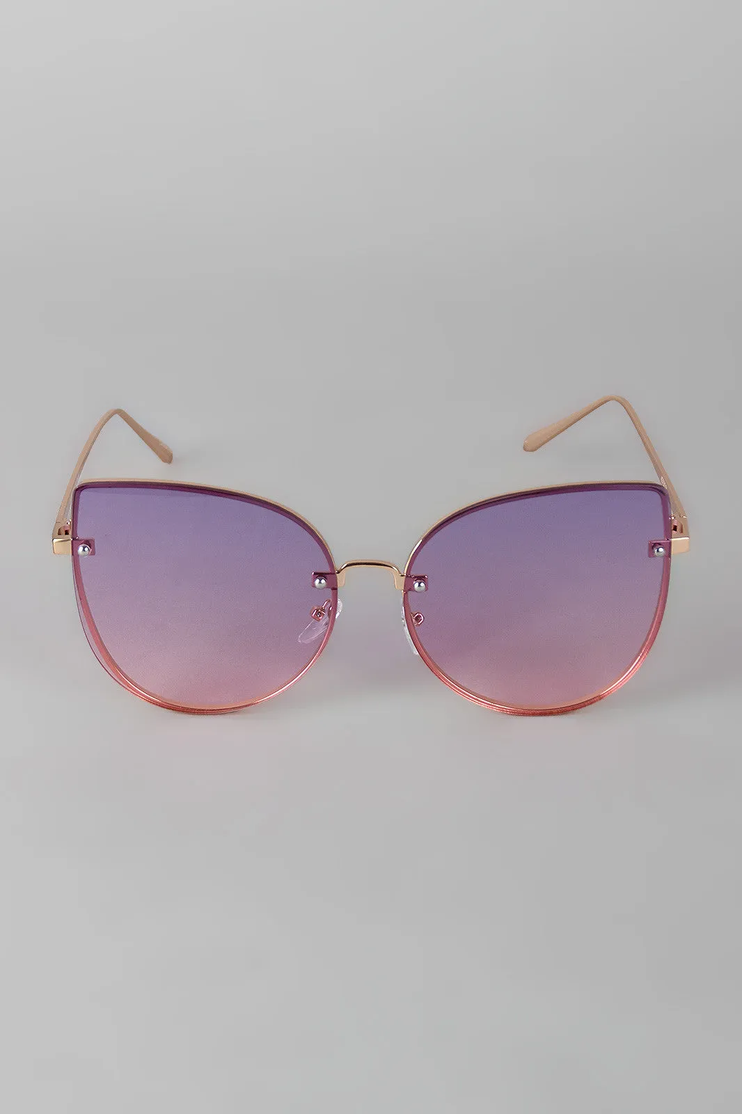 Rimless Ombre Cat Eye Sunglasses