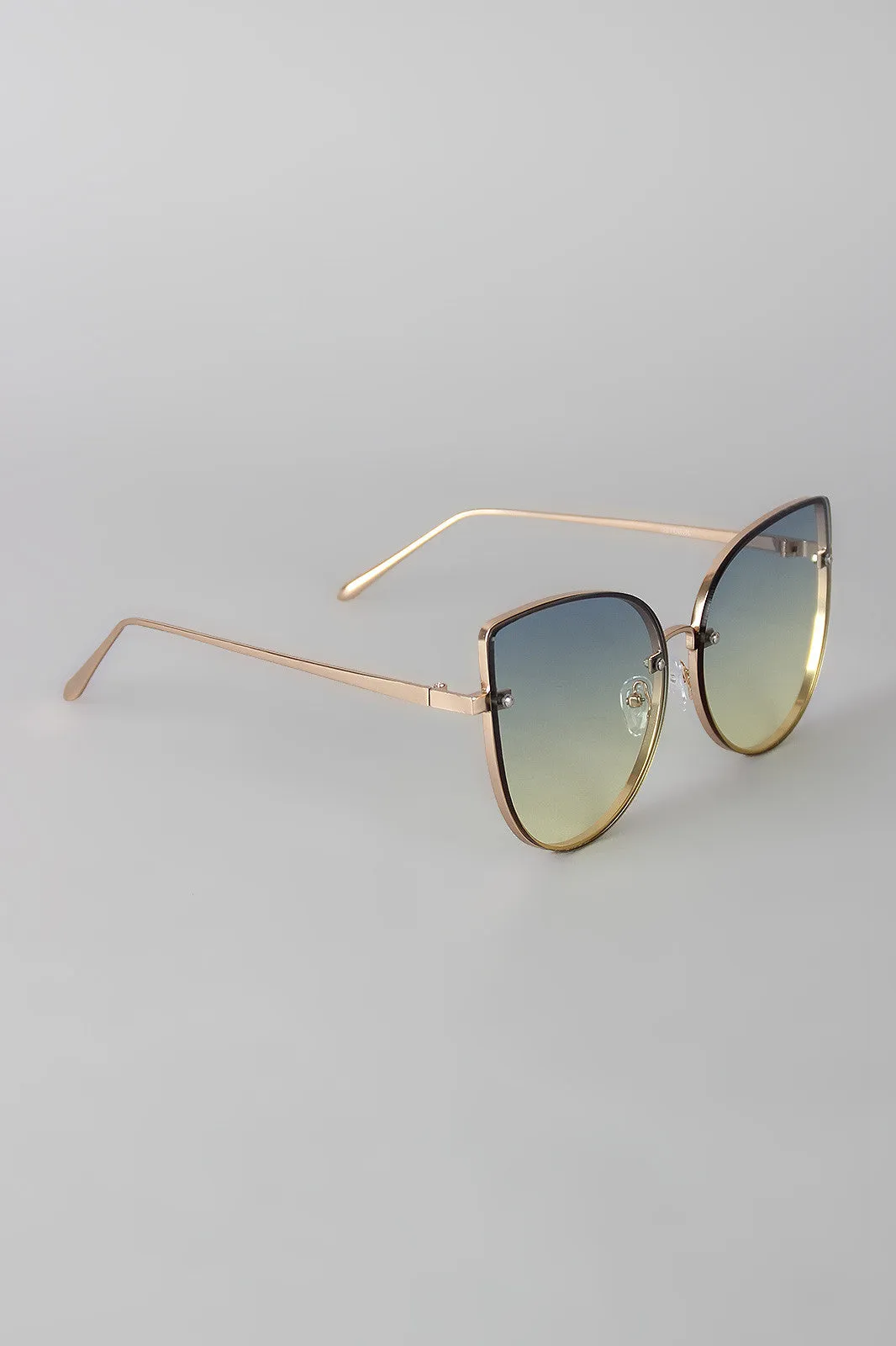 Rimless Ombre Cat Eye Sunglasses