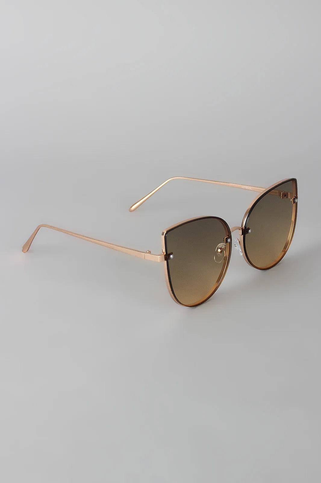 Rimless Ombre Cat Eye Sunglasses