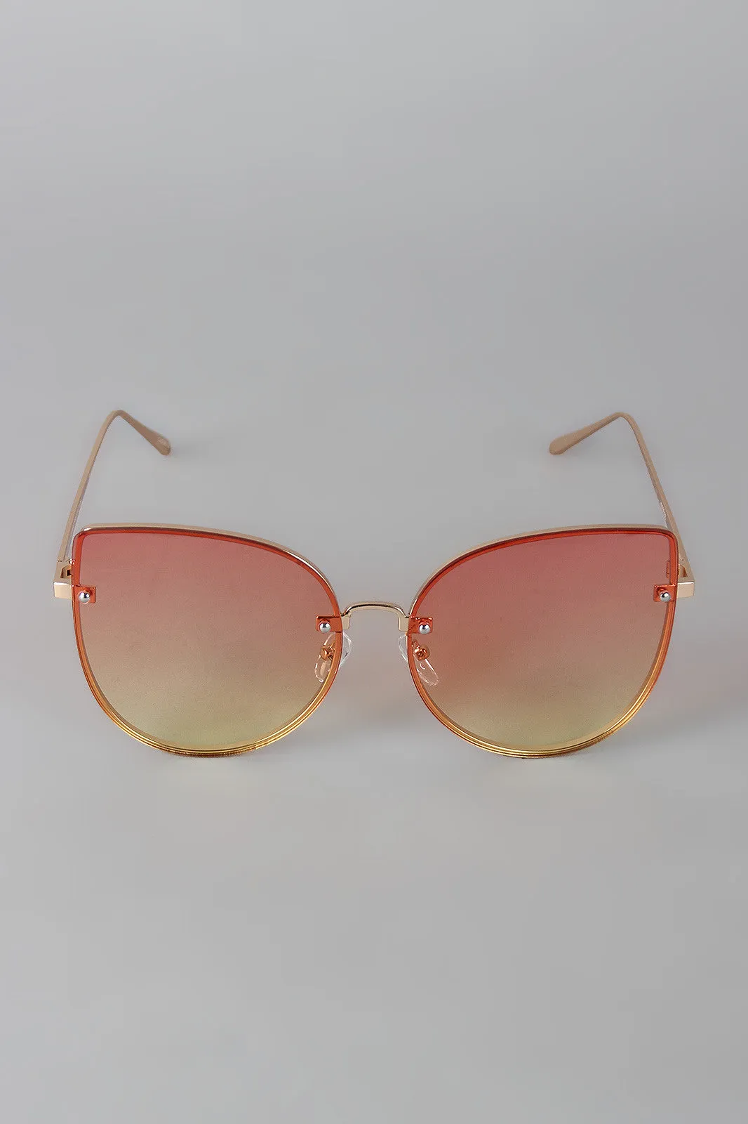 Rimless Ombre Cat Eye Sunglasses