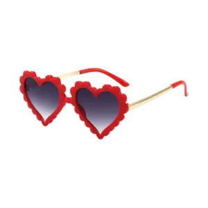 Scalloped Heart Sunglass, Red and Gold